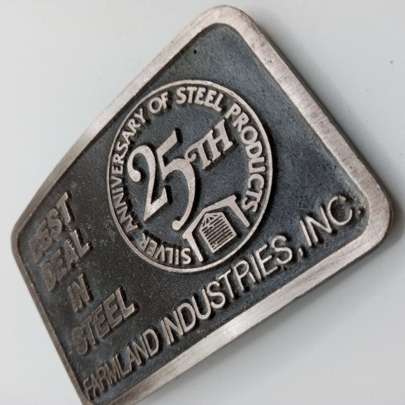 Farmland Industries Belt Buckle Distressed 25th Anniversary Western Cowboy - Picture 4 of 10